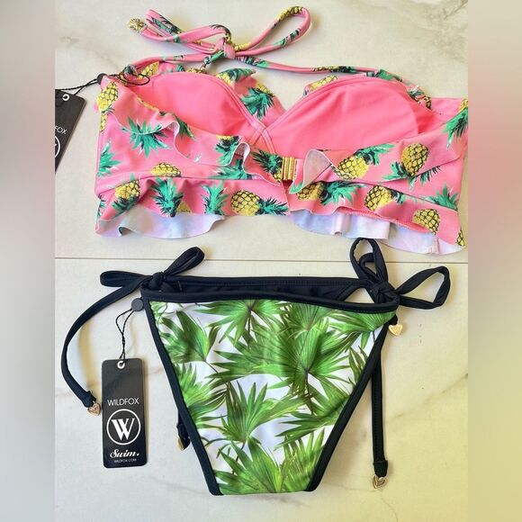 Nwt Wildfox pineapple palm leaf ruffle bikini set - Picture 2 of 3